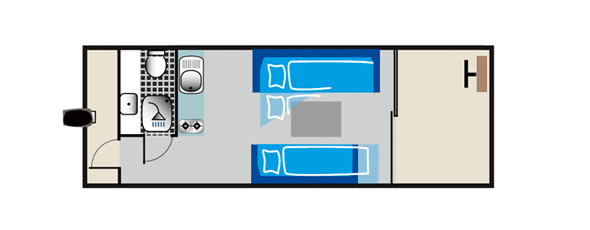 Grundriss des Hausbootes Febomobil 720 cabin